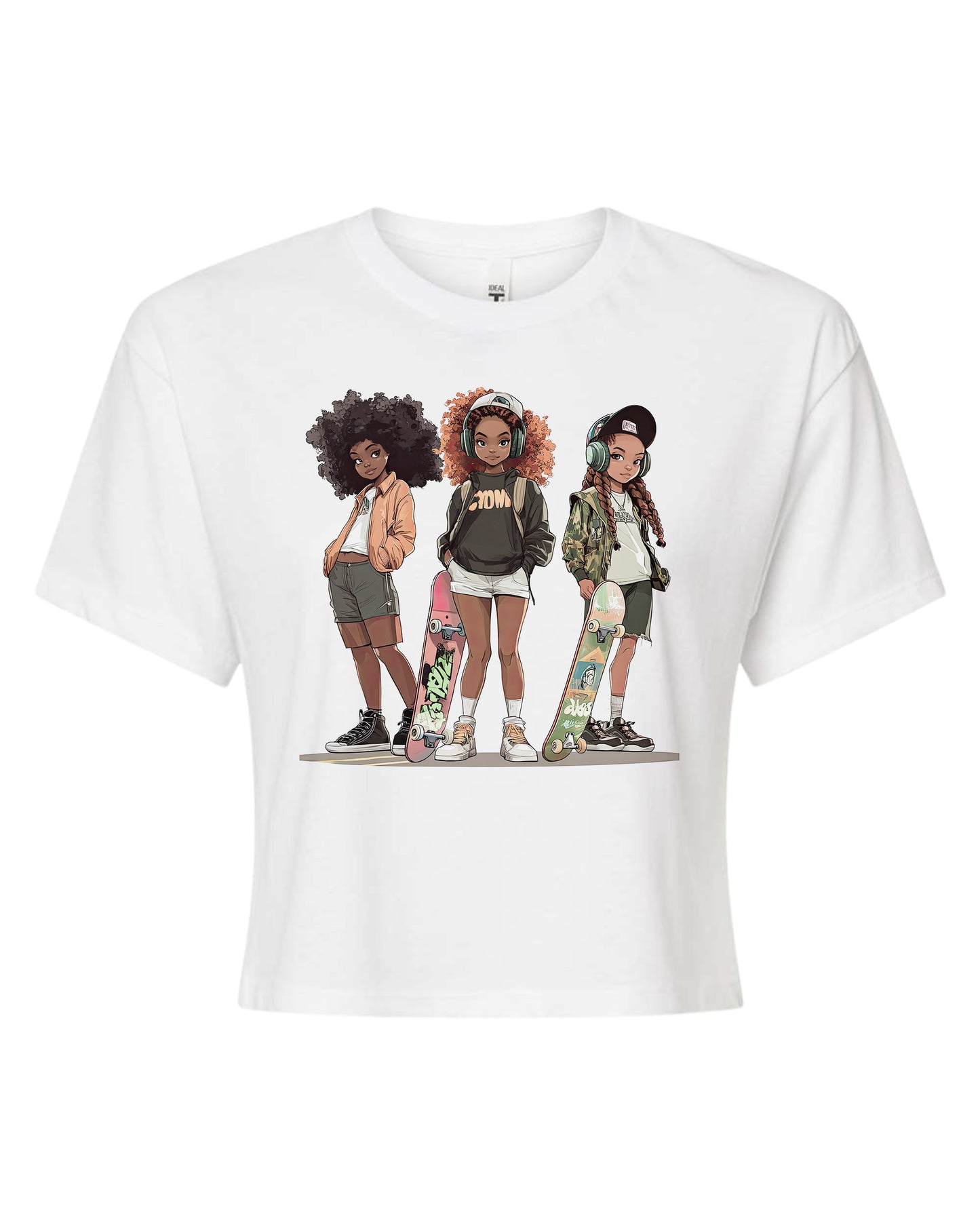 Skater Queens Crop Graphic Tee | Afro Ninja Apparel