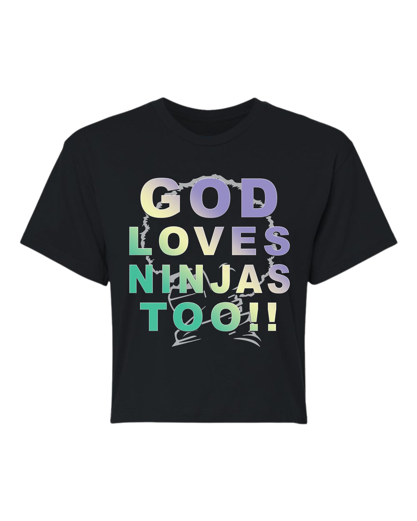 “God Loves Ninjas Too!!” Crop Graphic Tee | Afro Ninja Apparel